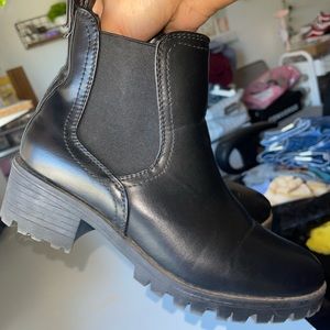 Black Leather Platform Boots